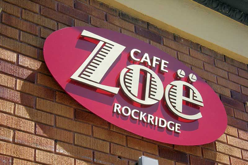 Waterjet Cut Aluminum Letters for Cafe ZOE