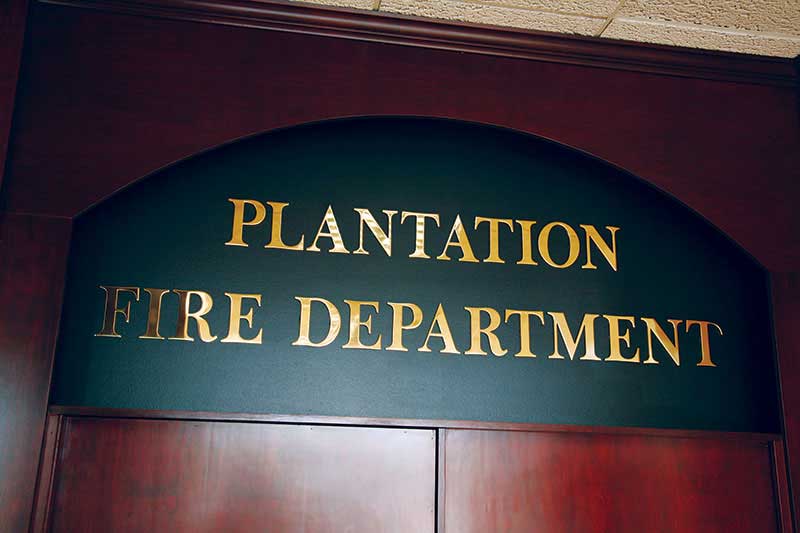 Plantation Fire Station Letters in solid bronze